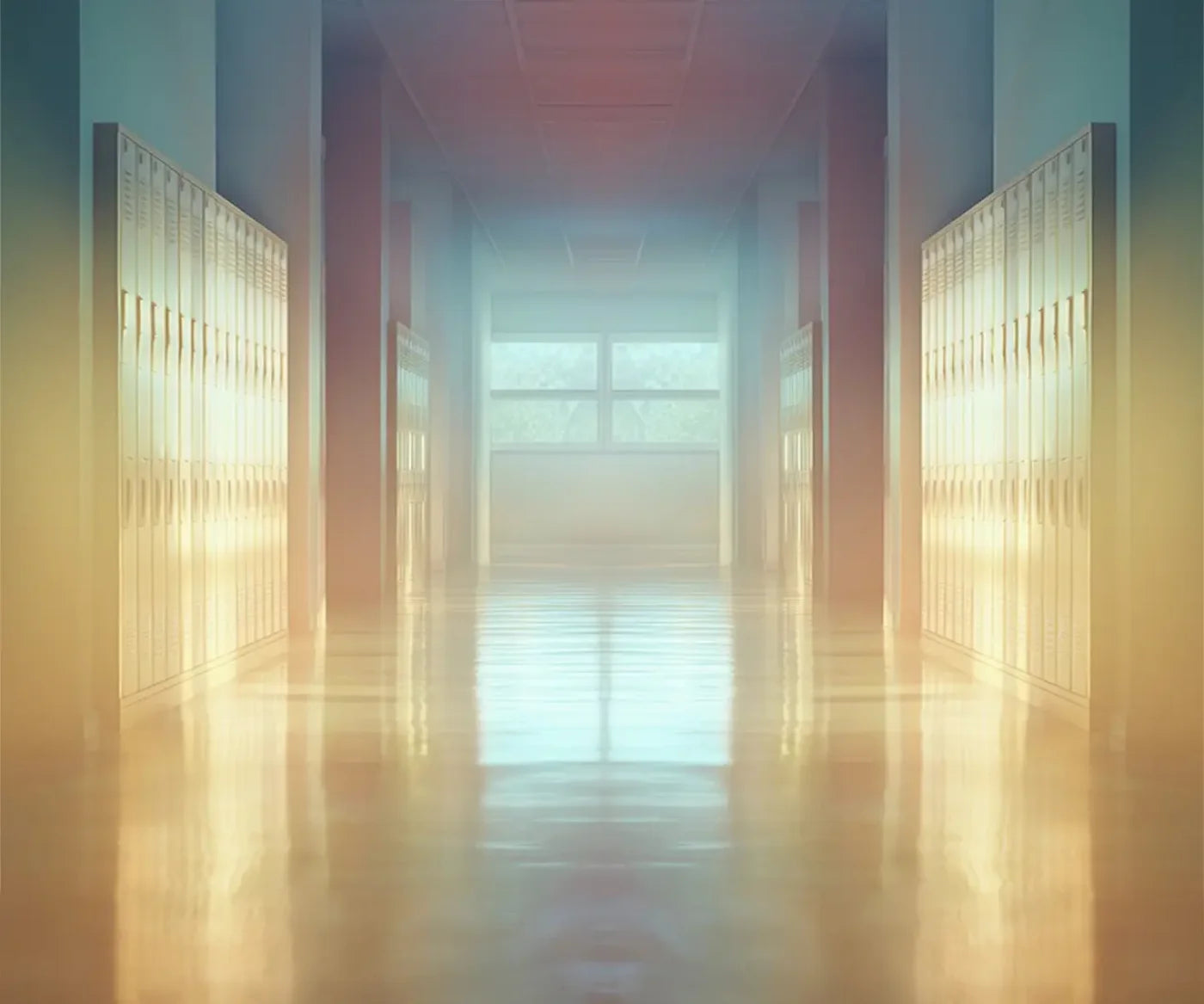 Pastel School Hallway 5’x4’2 Fleece (60 x 50 inch) Backdrop