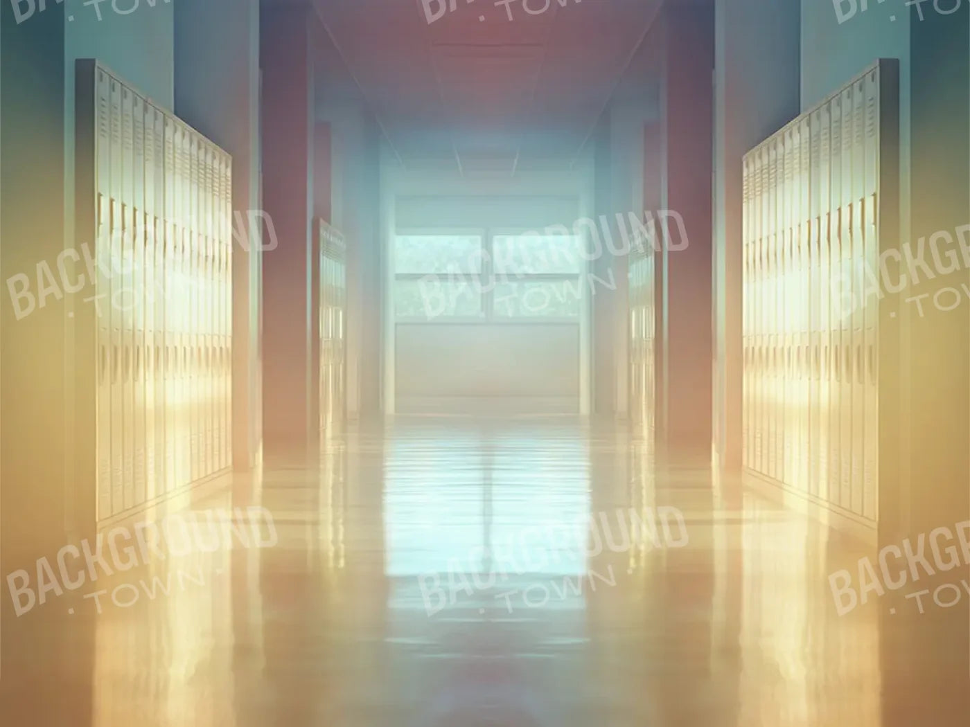 Pastel School Hallway 6’8x5’ Fleece (80 x 60 inch) Backdrop