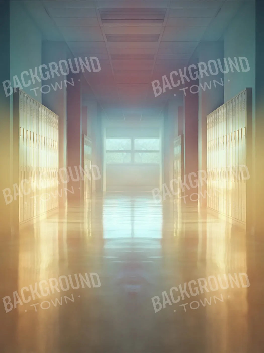 Pastel School Hallway 6’x8’ Fleece (72 x 96 inch) Backdrop