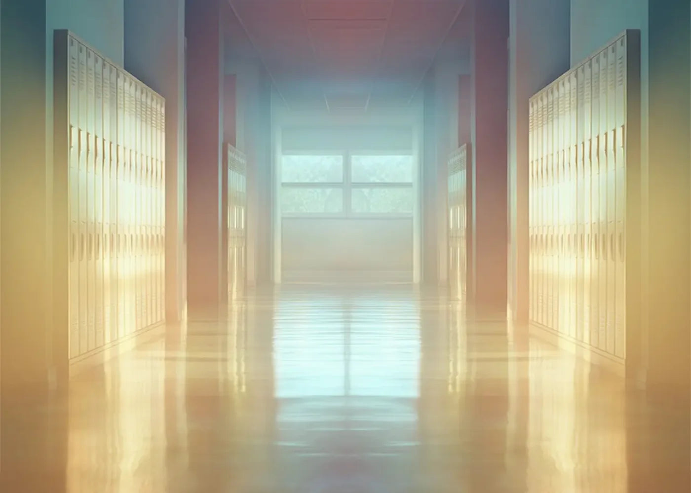 Pastel School Hallway 7’x5’ UltraCloth (84 x 60 inch) Backdrop