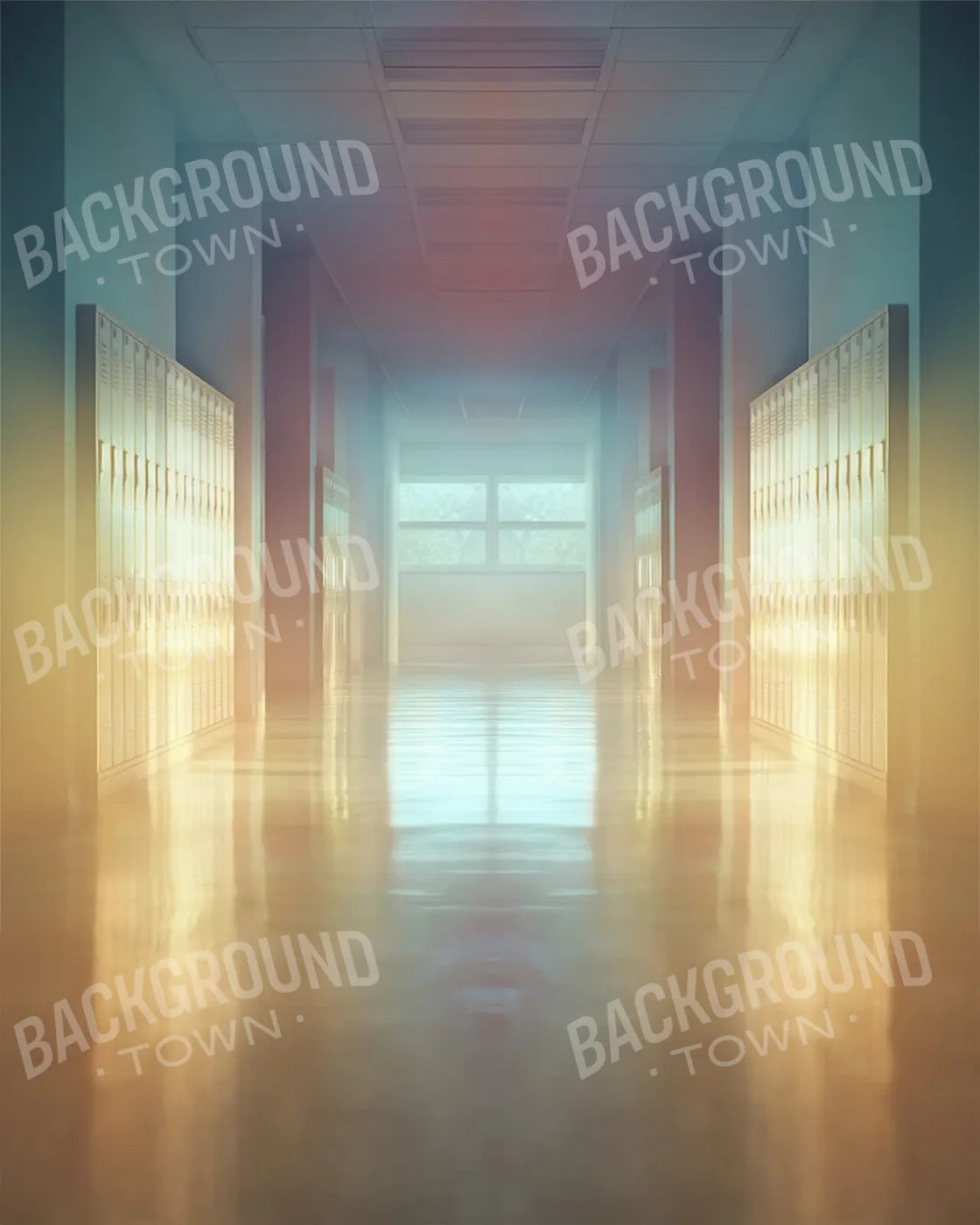 Pastel School Hallway 8’x10’ Fleece (96 x 120 inch) Backdrop