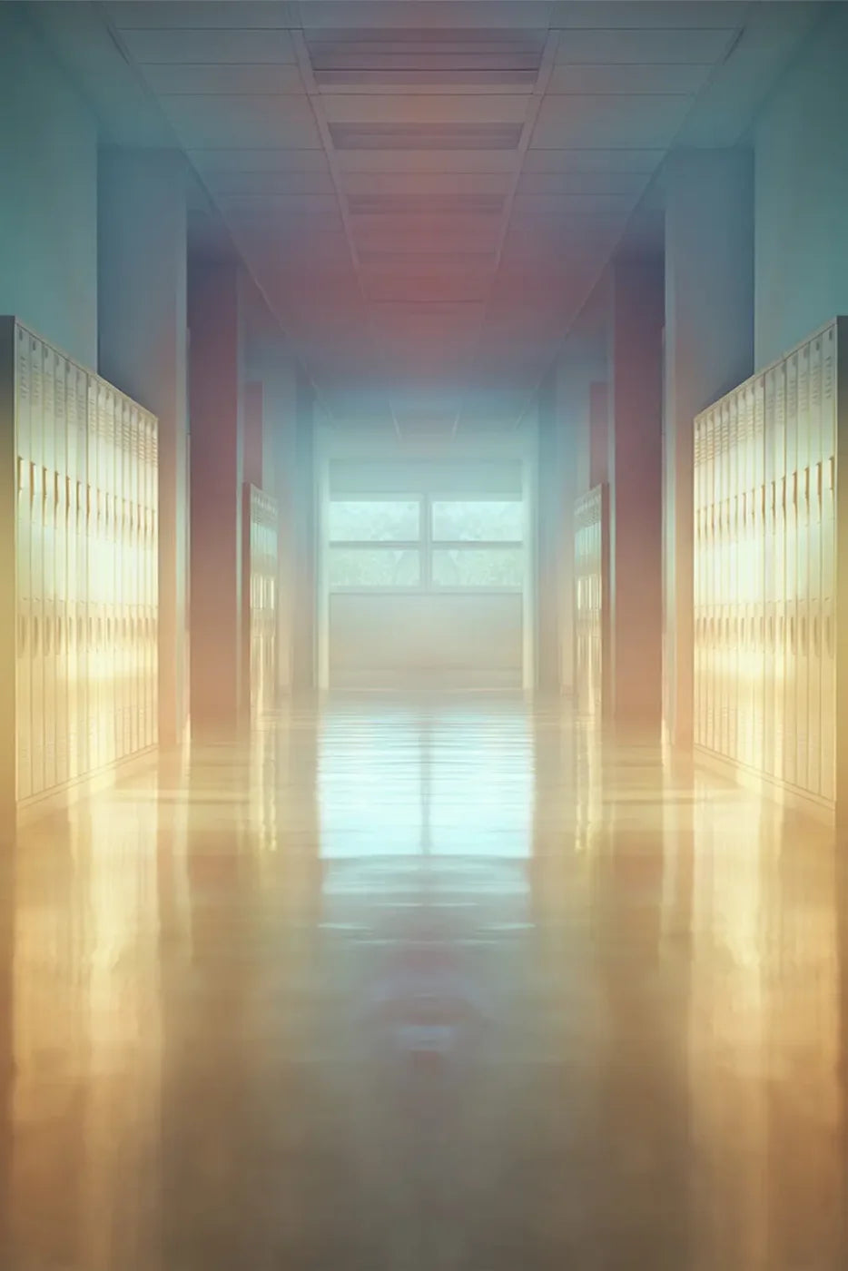 Pastel School Hallway 8’x12’ UltraCloth (96 x 144 inch) Backdrop