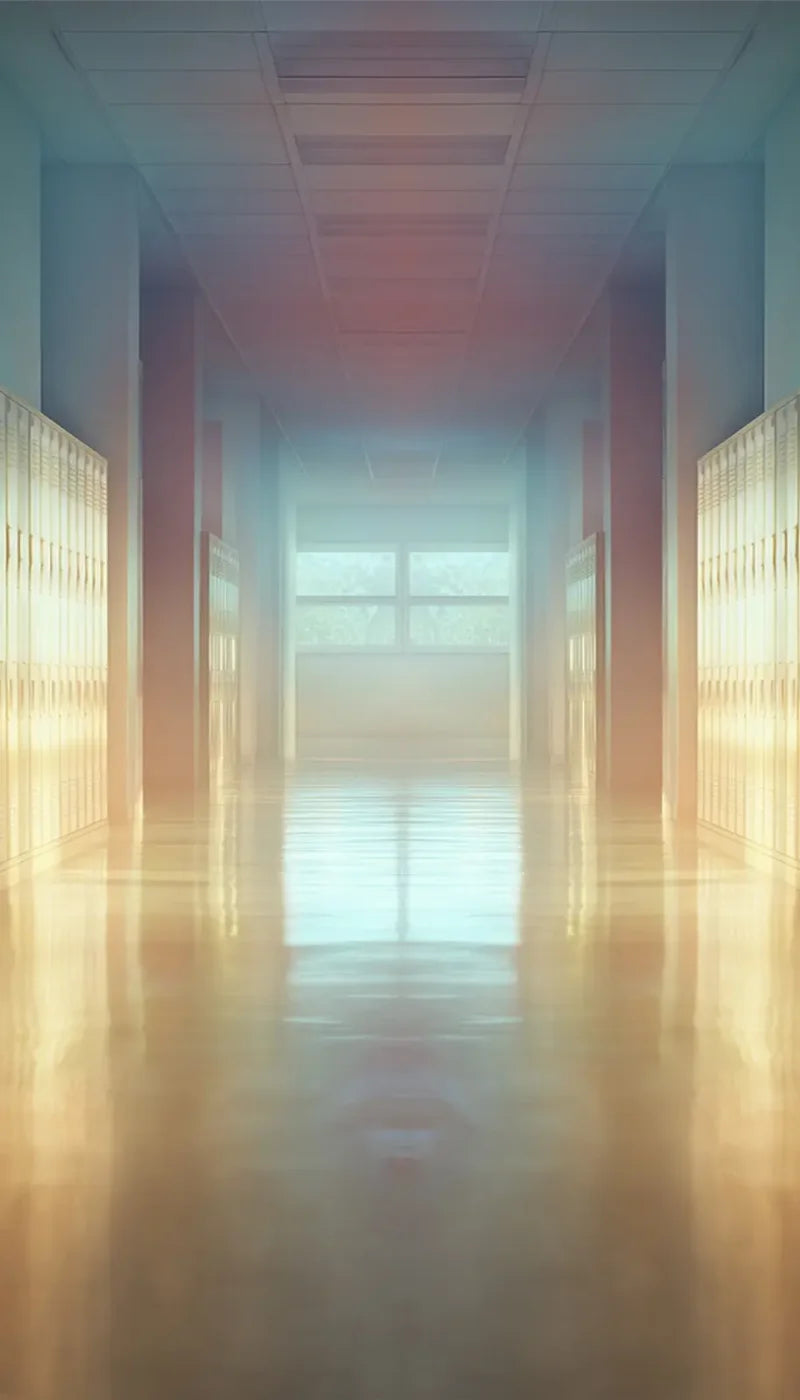 Pastel School Hallway 8’x14’ UltraCloth (96 x 168 inch) Backdrop