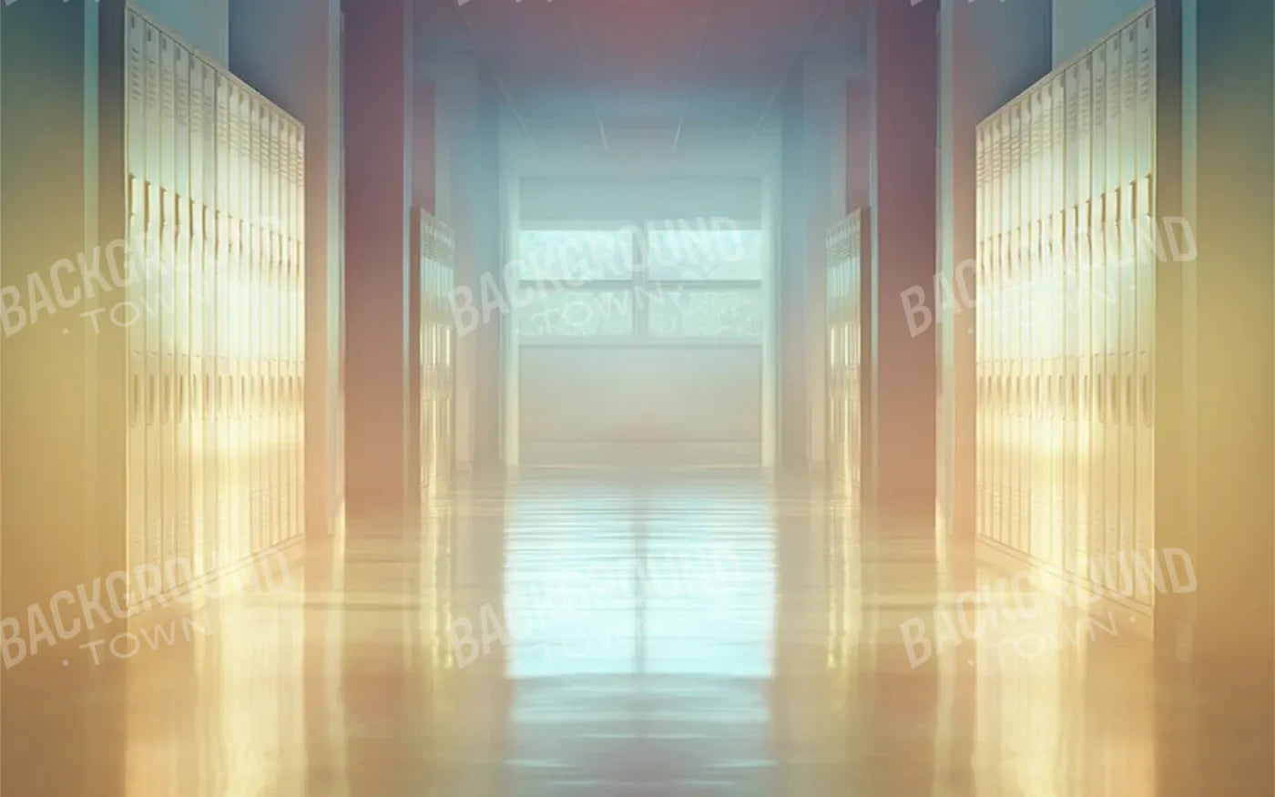 Pastel School Hallway 8’x5’ UltraCloth (96 x 60 inch) Backdrop
