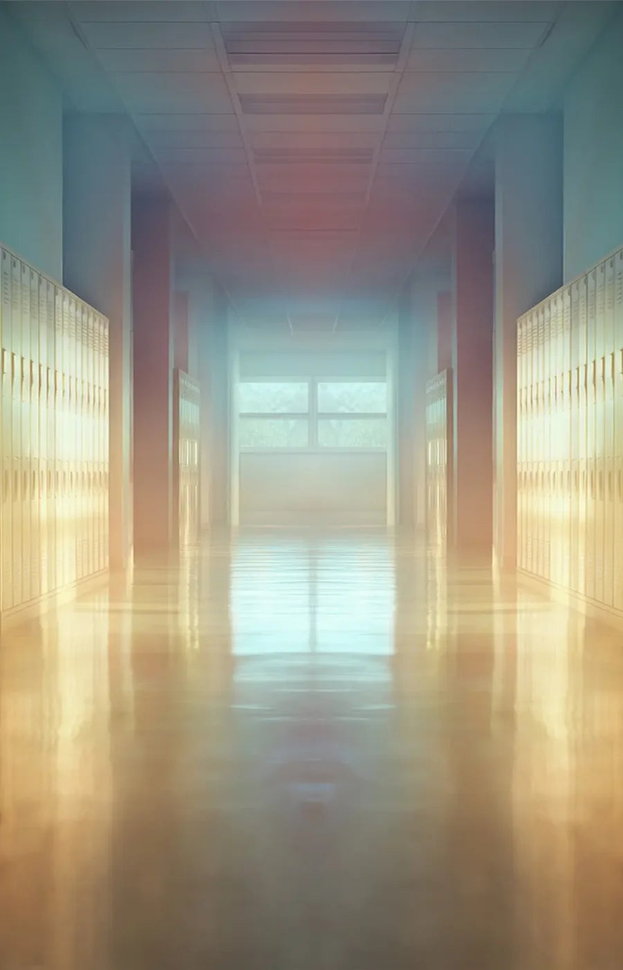 Pastel School Hallway 9’x14’ UltraCloth (108 x 168 inch) Backdrop
