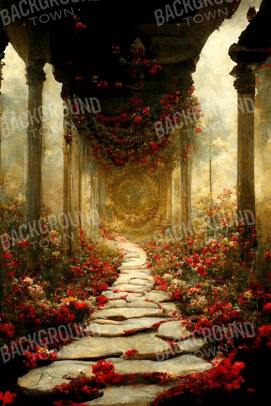 Path Of Roses 5X8 Ultracloth ( 60 X 96 Inch ) Backdrop