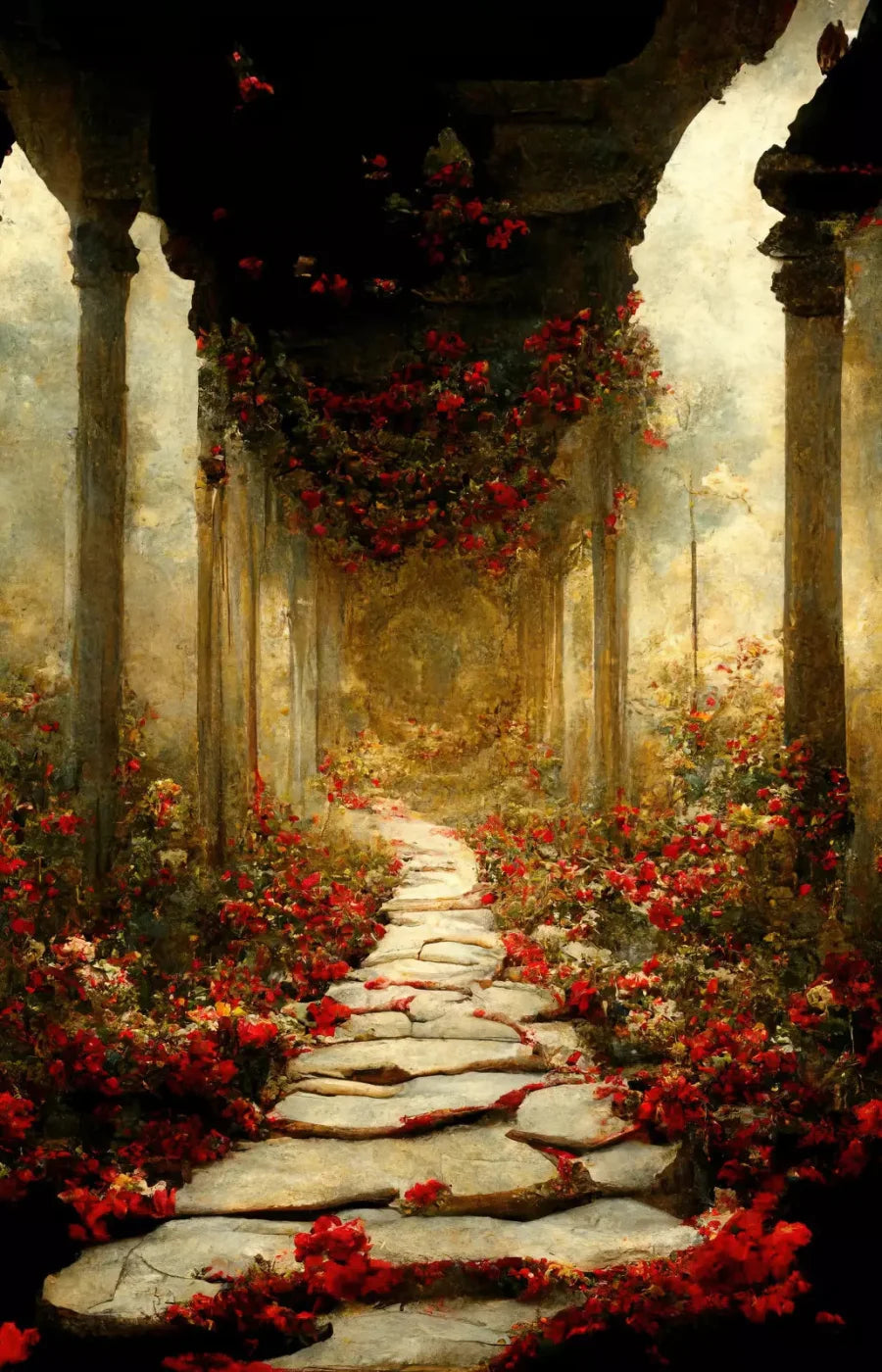 Path Of Roses 8X12 Ultracloth ( 96 X 144 Inch ) Backdrop
