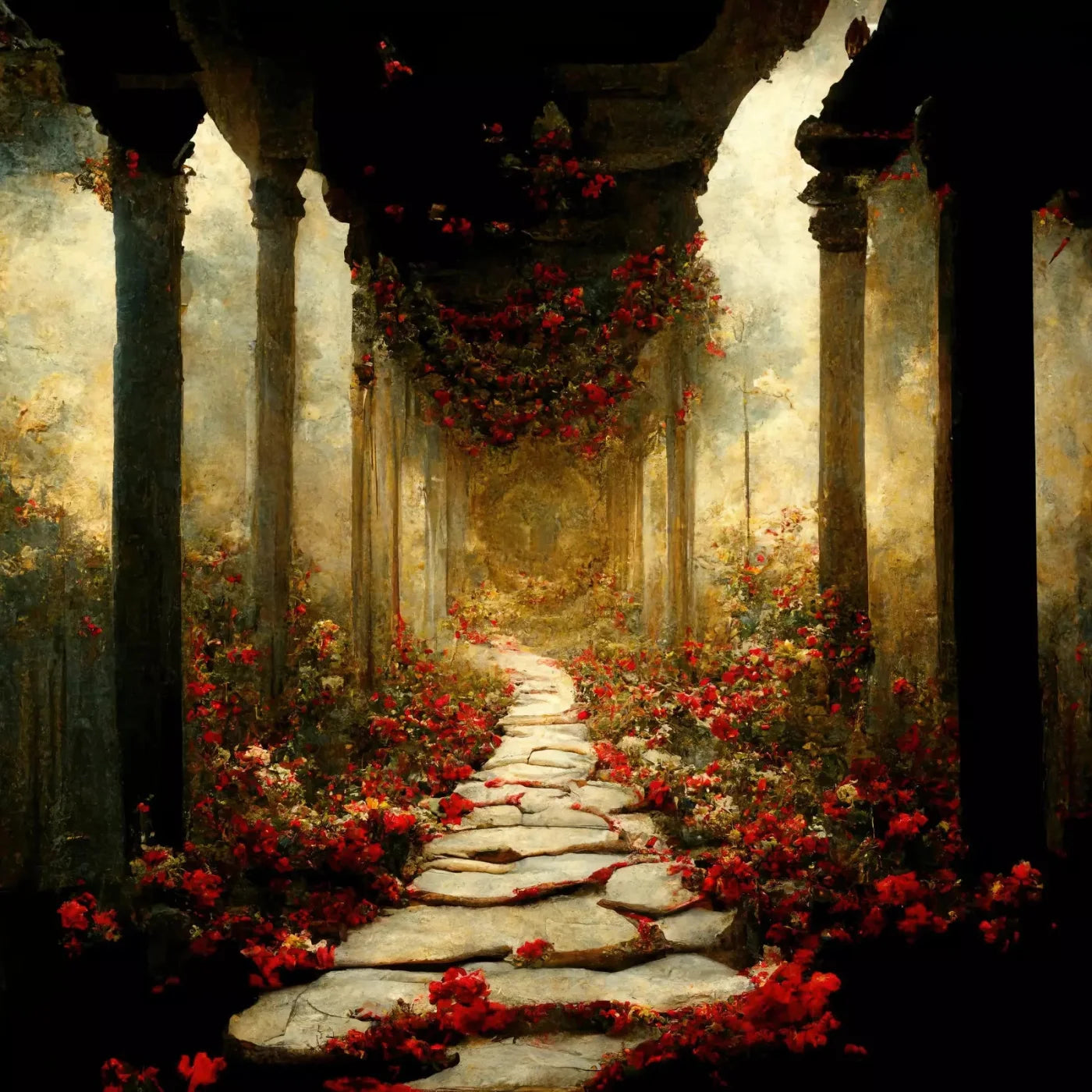 Path Of Roses 8X8 Fleece ( 96 X Inch ) Backdrop
