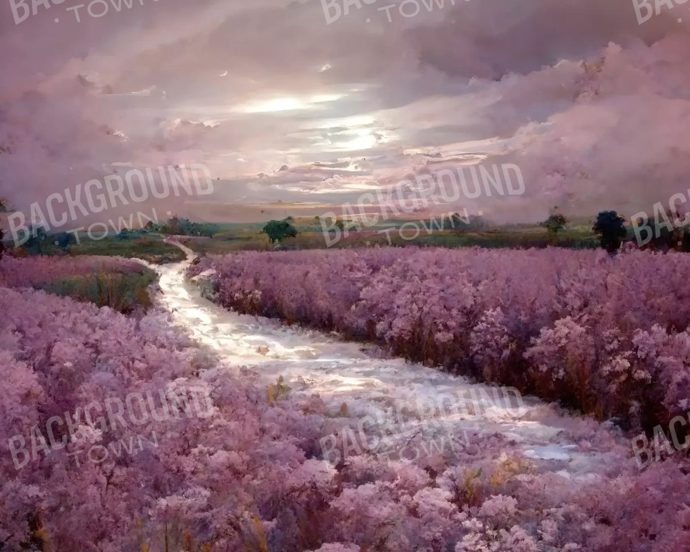 Peaceful Lilac Fields 10’X8’ Fleece (120 X 96 Inch) Backdrop