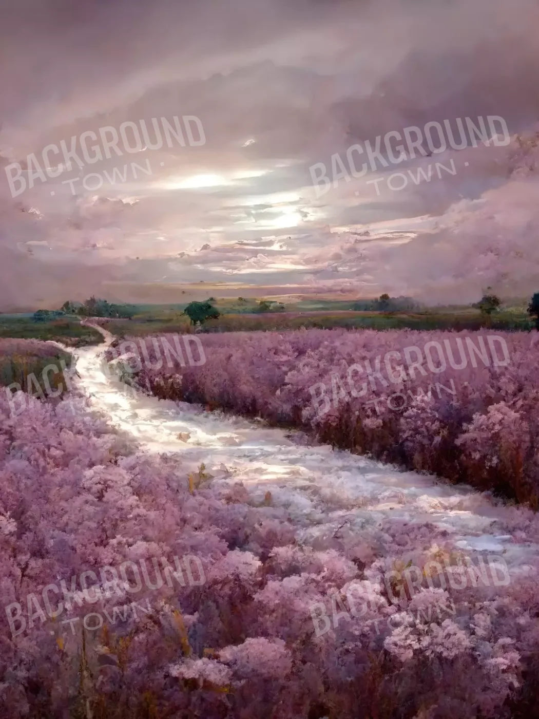 Peaceful Lilac Fields 5’X6’8 Fleece (60 X 80 Inch) Backdrop