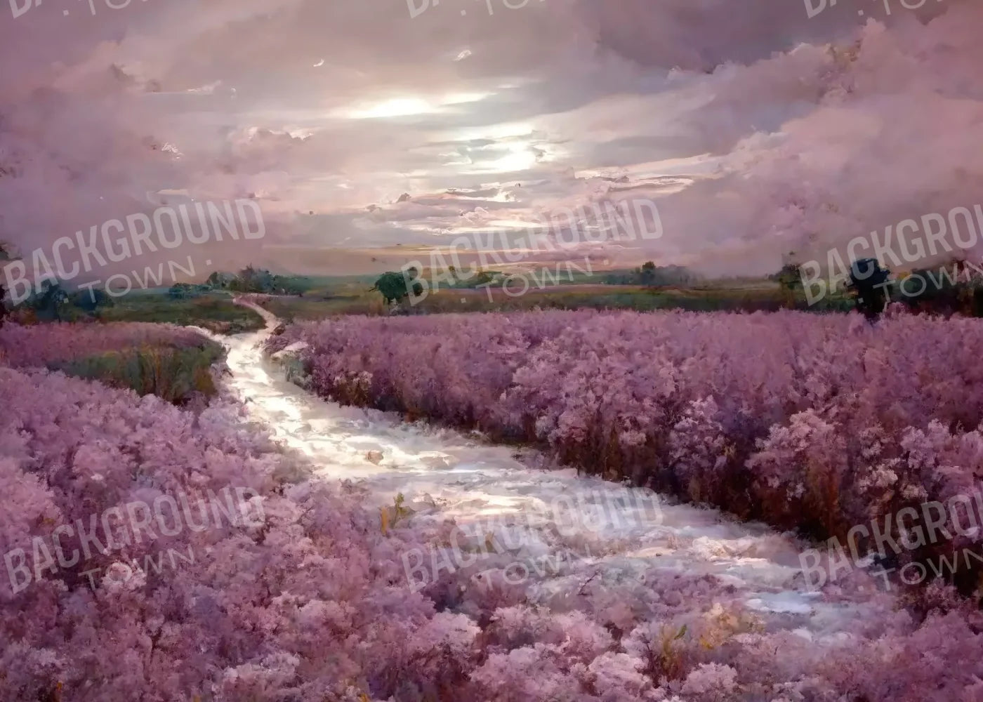 Peaceful Lilac Fields 7’X5’ Ultracloth (84 X 60 Inch) Backdrop