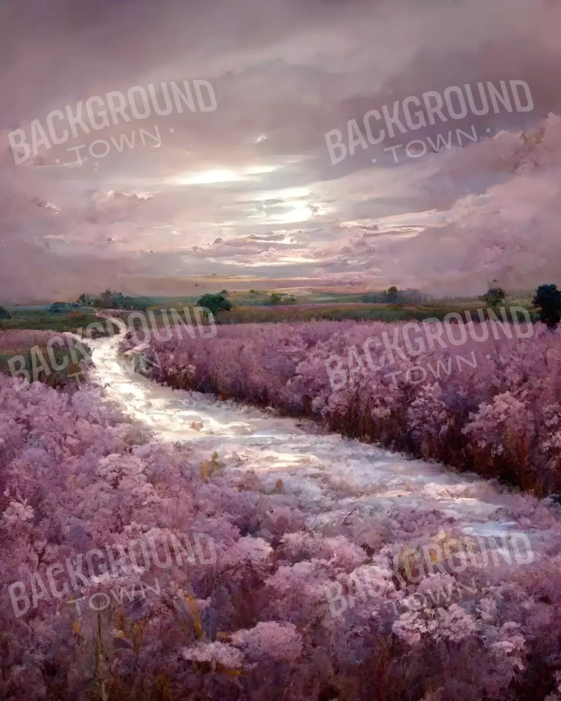 Peaceful Lilac Fields 8’X10’ Fleece (96 X 120 Inch) Backdrop