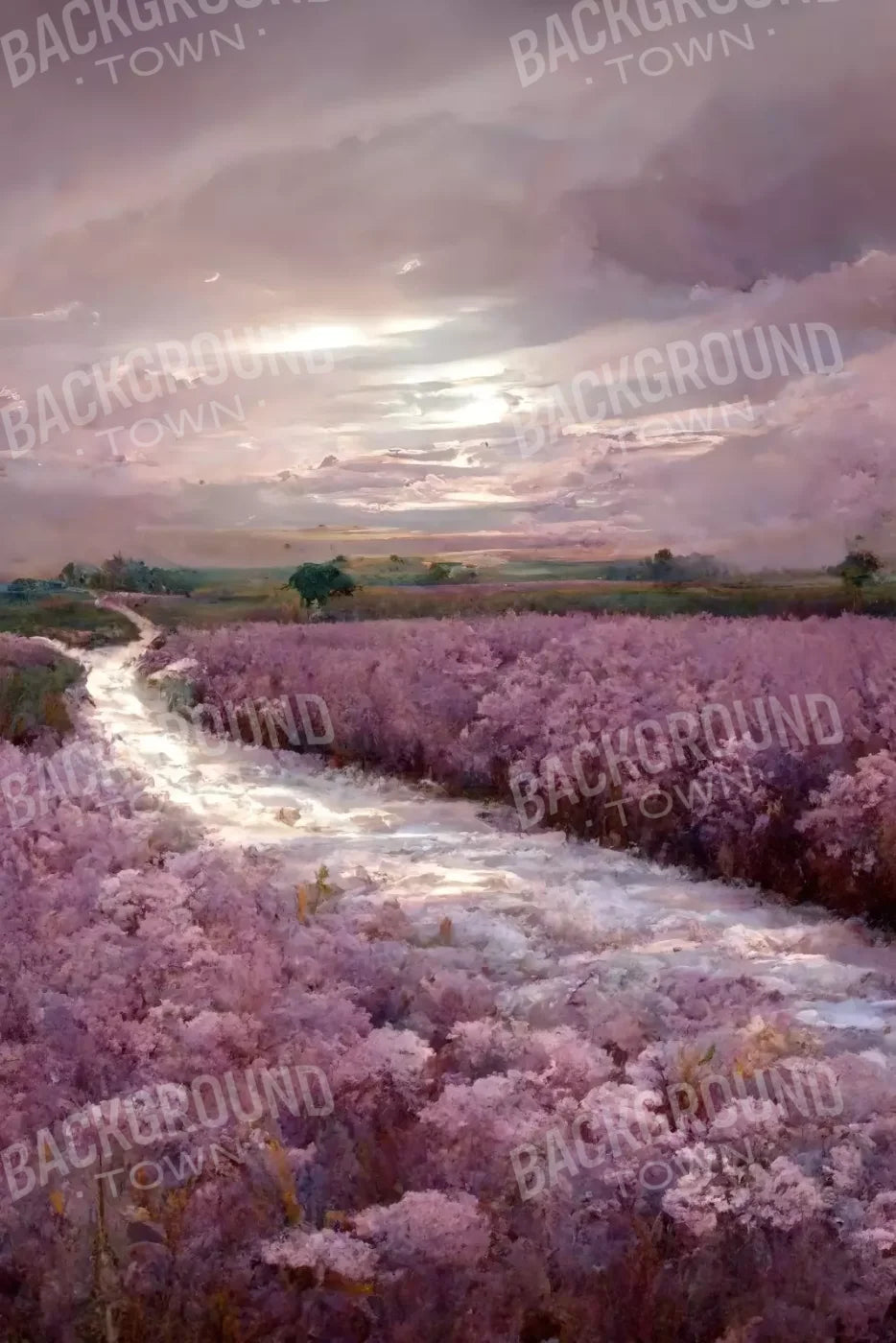 Peaceful Lilac Fields 8’X12’ Ultracloth (96 X 144 Inch) Backdrop