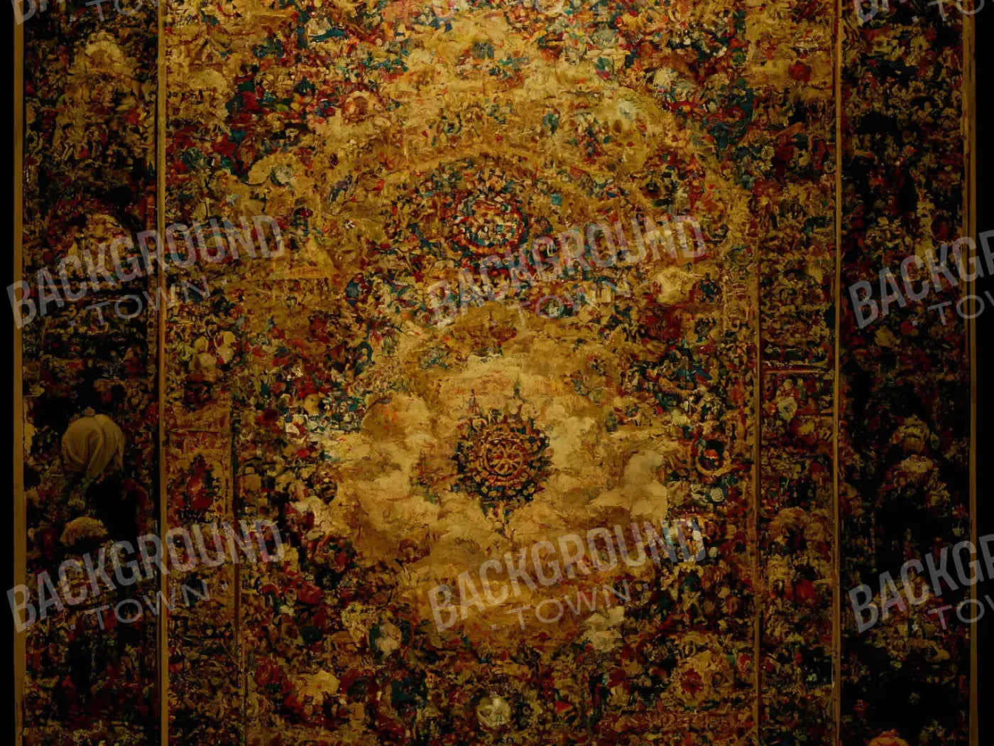 Persian Rug Deep Gold 2 10X8 Fleece ( 120 X 96 Inch ) Backdrop