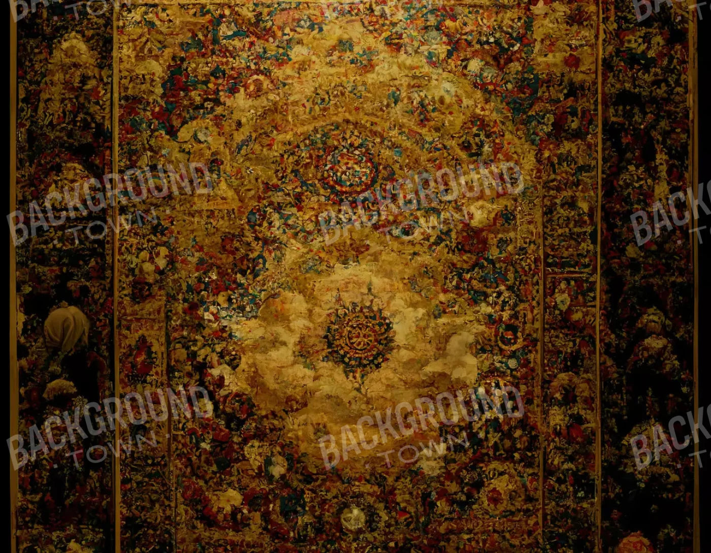 Persian Rug Deep Gold 2 8X6 Fleece ( 96 X 72 Inch ) Backdrop