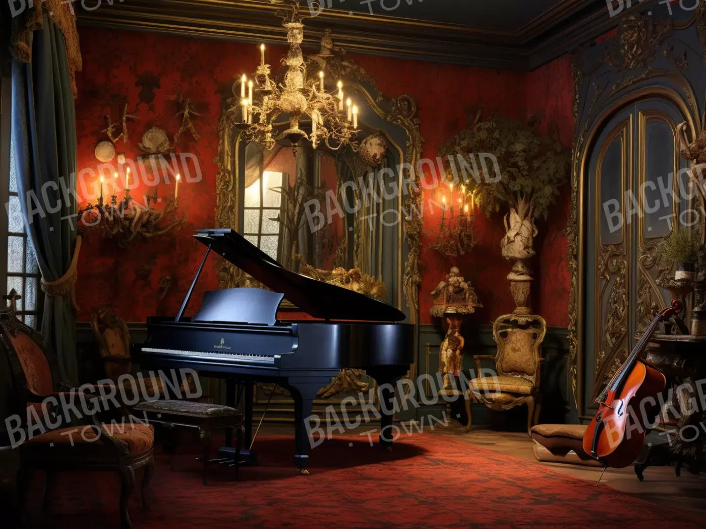 Piano Room I 6’8X5’ Fleece (80 X 60 Inch) Backdrop