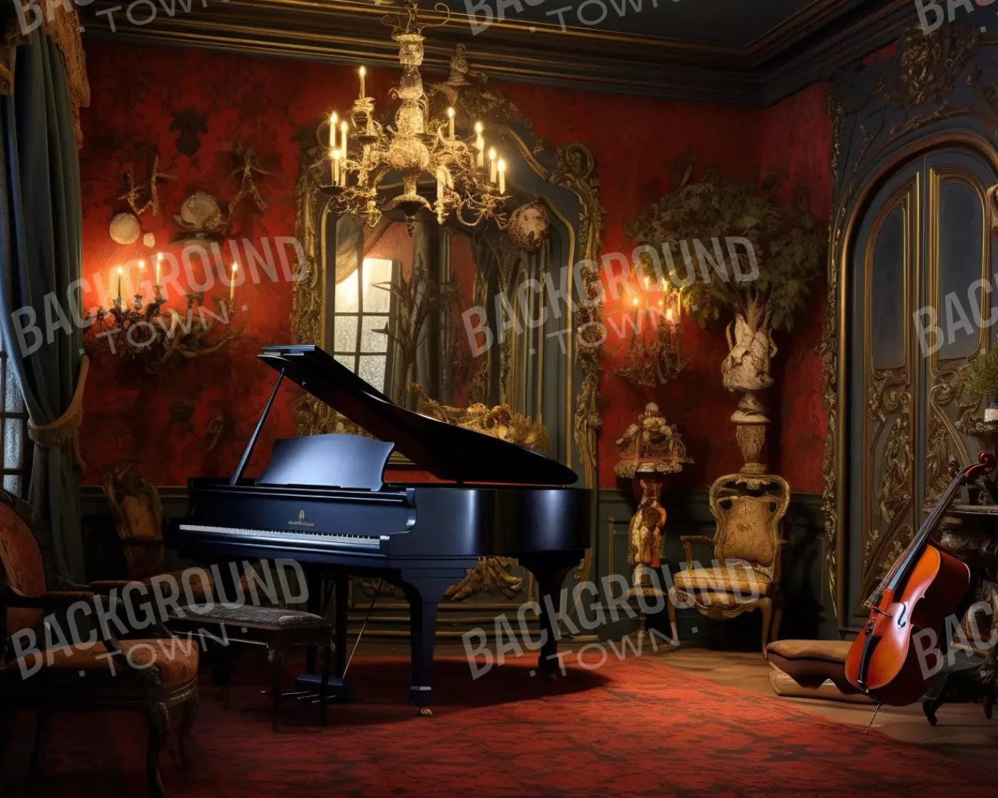 Piano Room I 10’X8’ Fleece (120 X 96 Inch) Backdrop