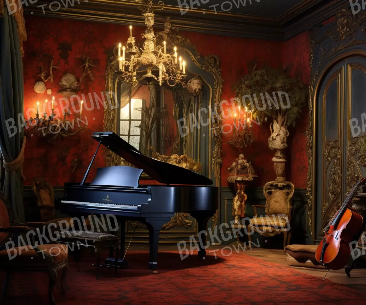 Piano Room I 12’X10’ Ultracloth (144 X 120 Inch) Backdrop