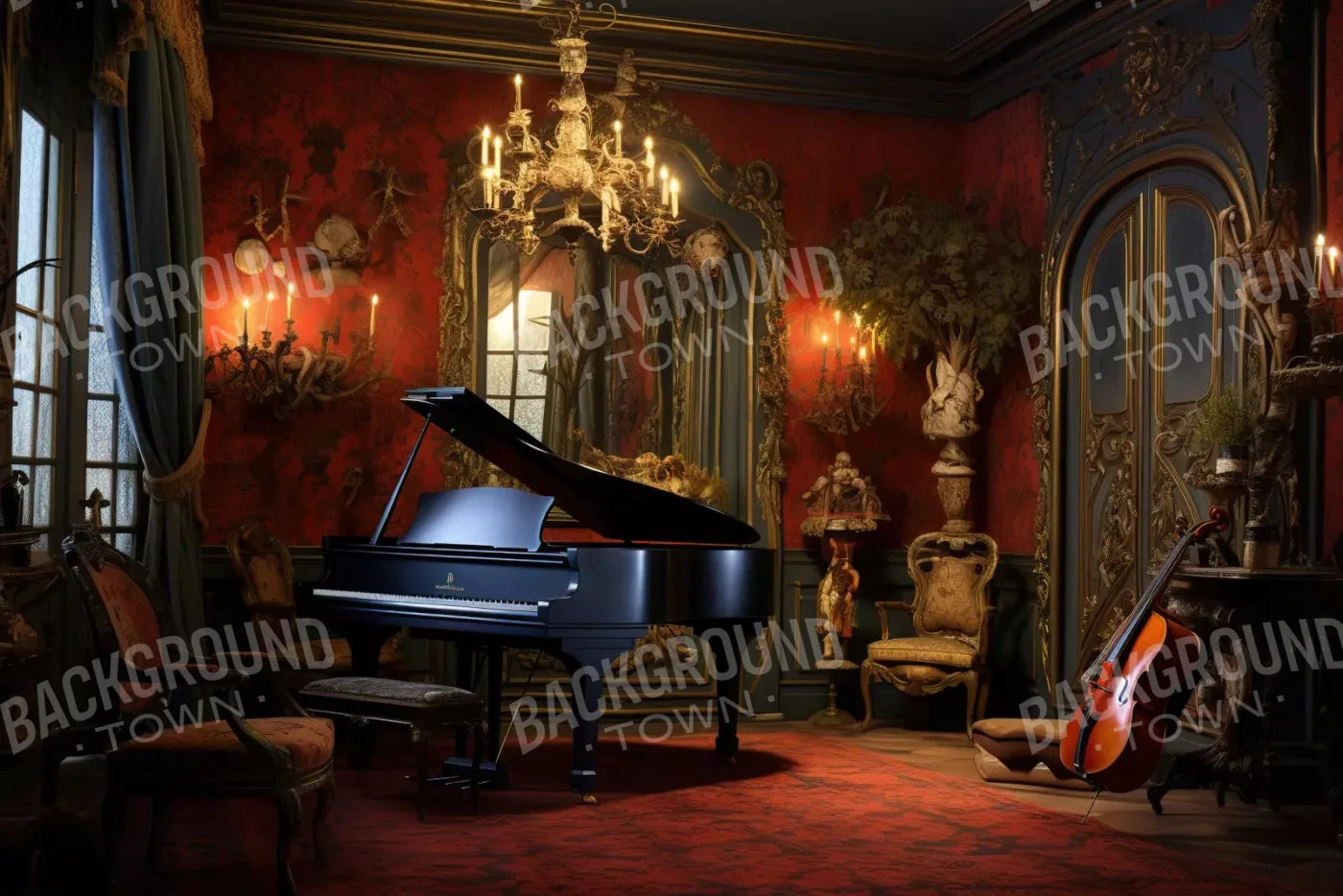 Piano Room I 12’X8’ Ultracloth (144 X 96 Inch) Backdrop