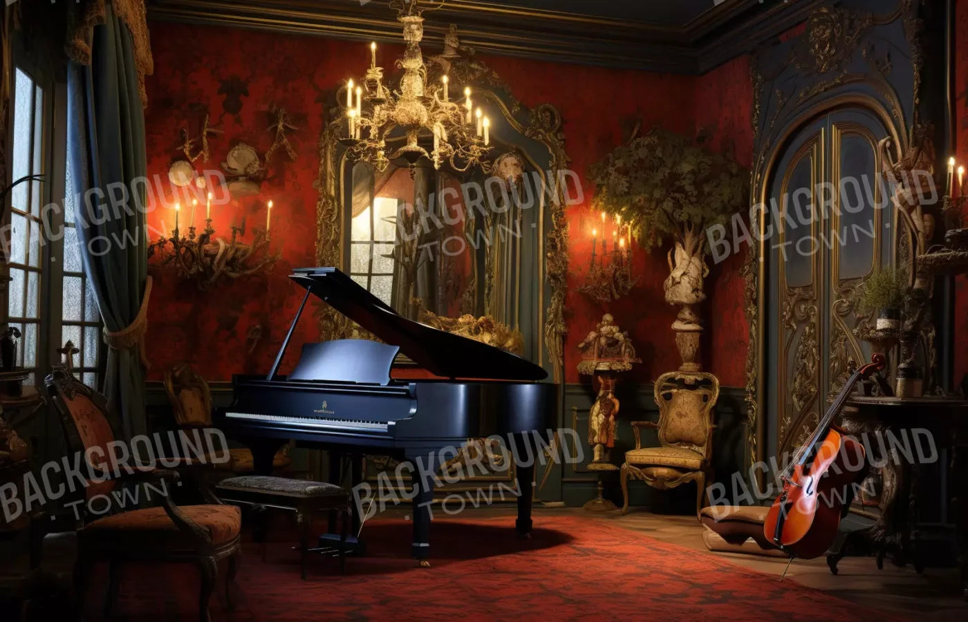 Piano Room I 14’X9’ Ultracloth (168 X 108 Inch) Backdrop