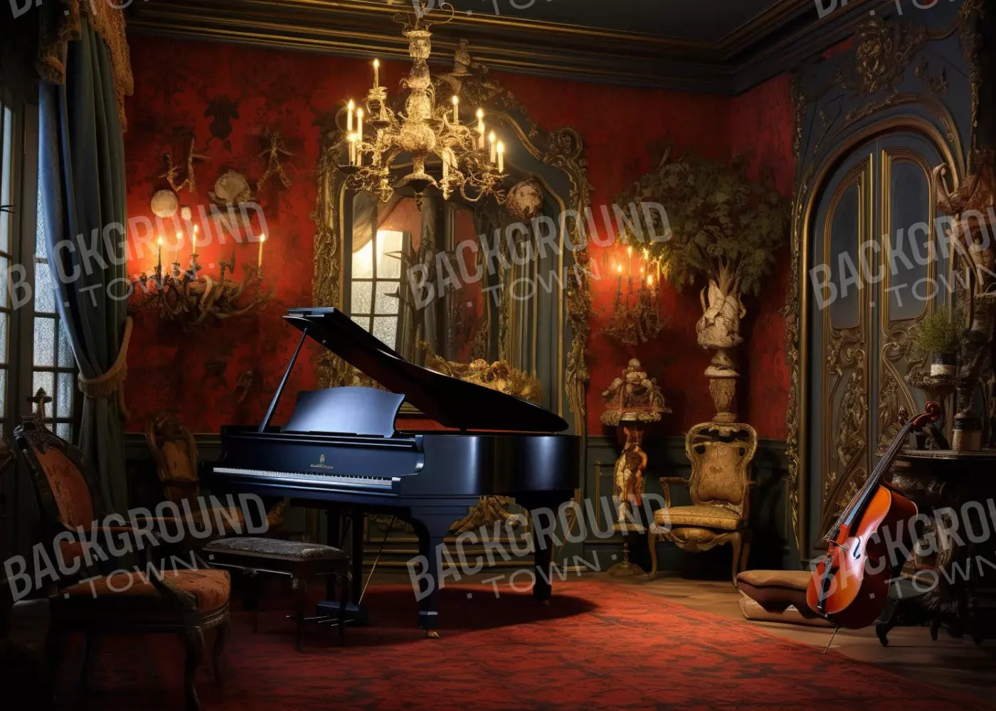 Piano Room I 7’X5’ Ultracloth (84 X 60 Inch) Backdrop