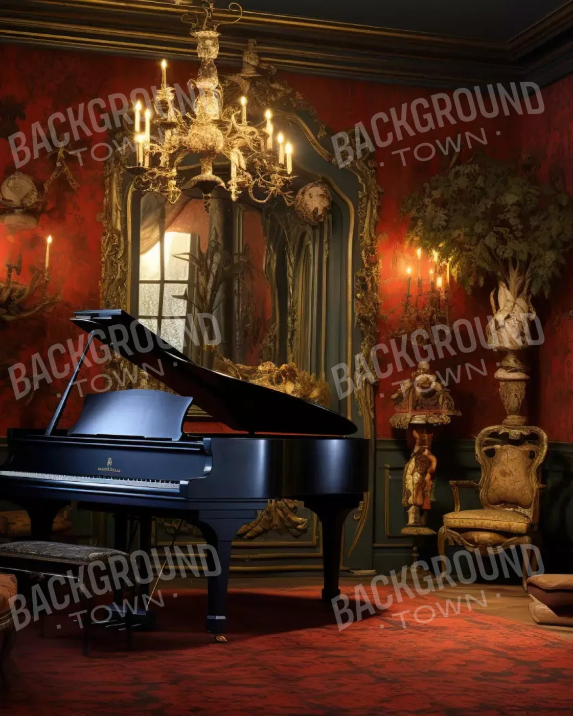 Piano Room I 8’X10’ Fleece (96 X 120 Inch) Backdrop