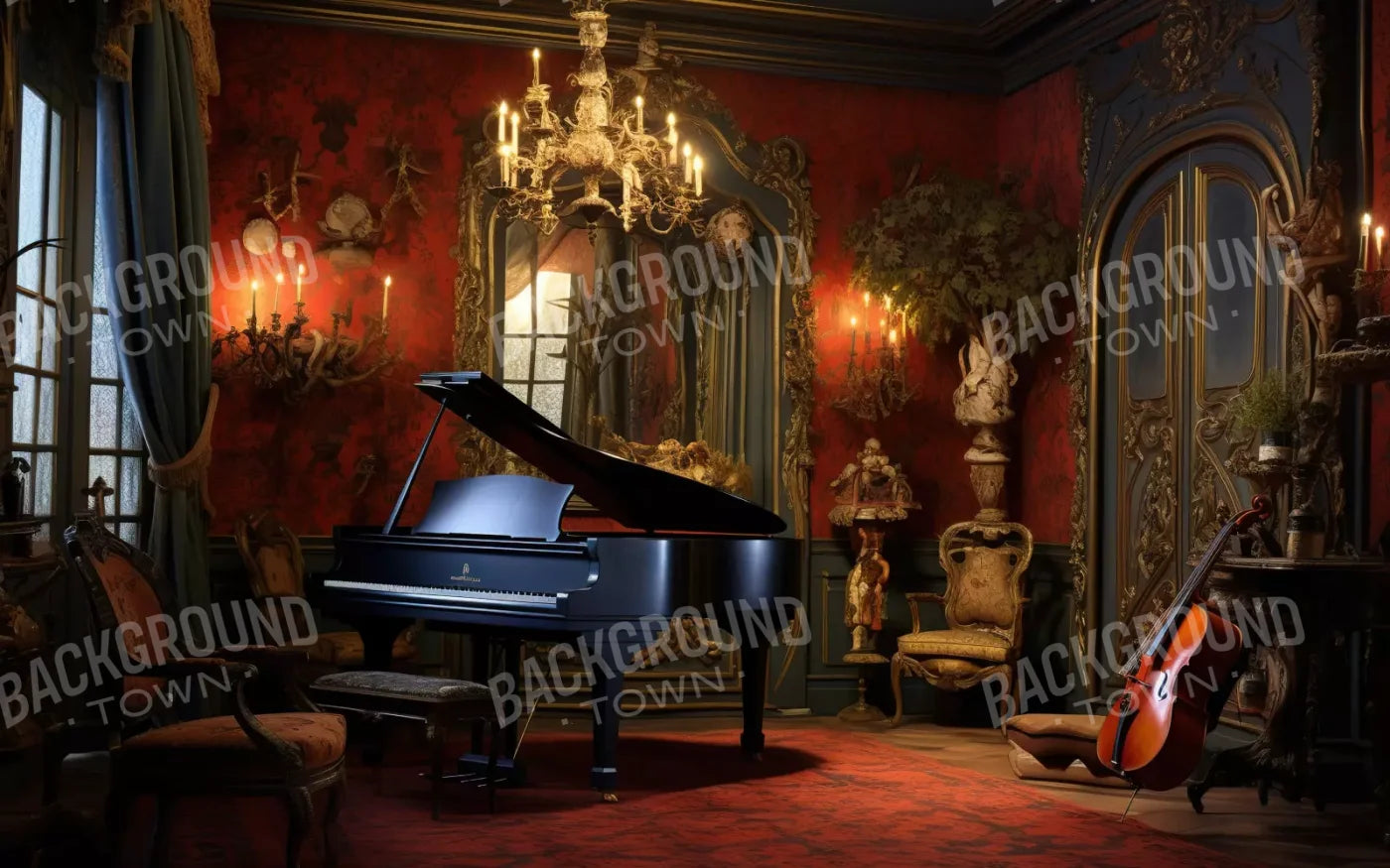 Piano Room I 8’X5’ Ultracloth (96 X 60 Inch) Backdrop