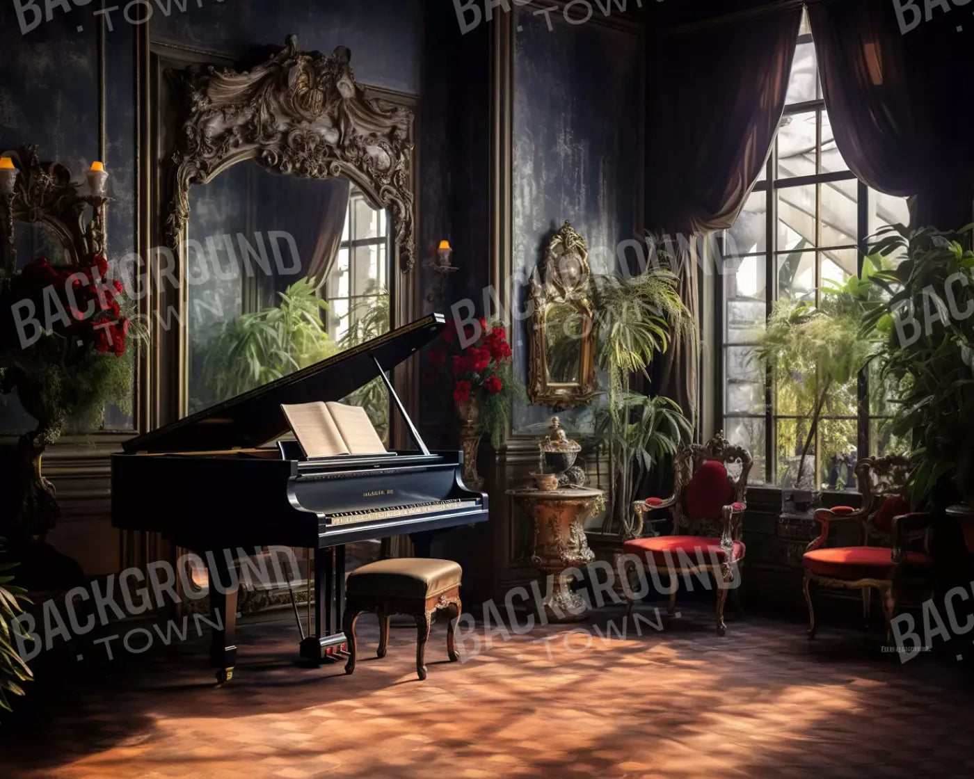 Piano Room Ii 10’X8’ Fleece (120 X 96 Inch) Backdrop