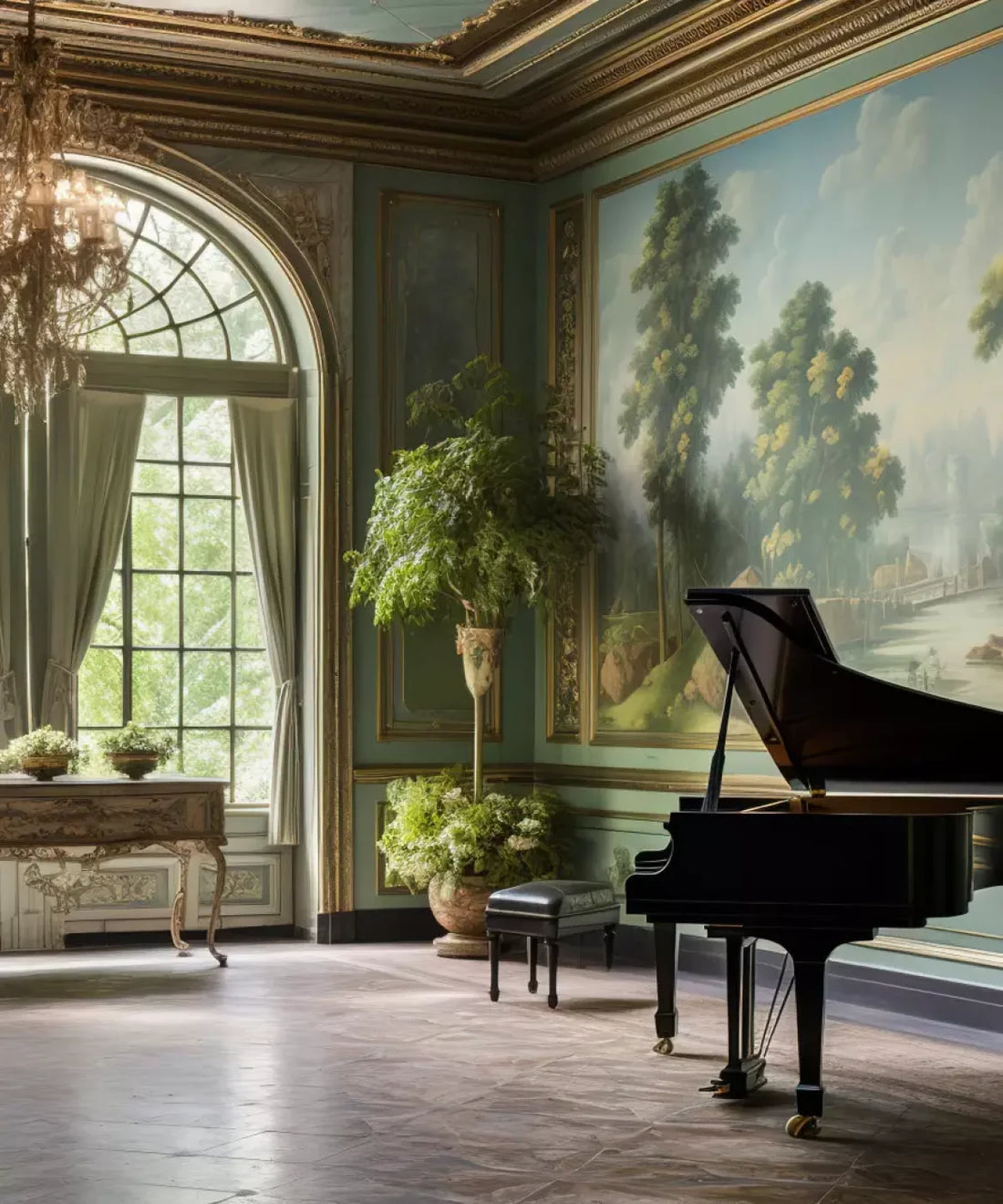 Piano , Black , Green  Backdrop for Photography