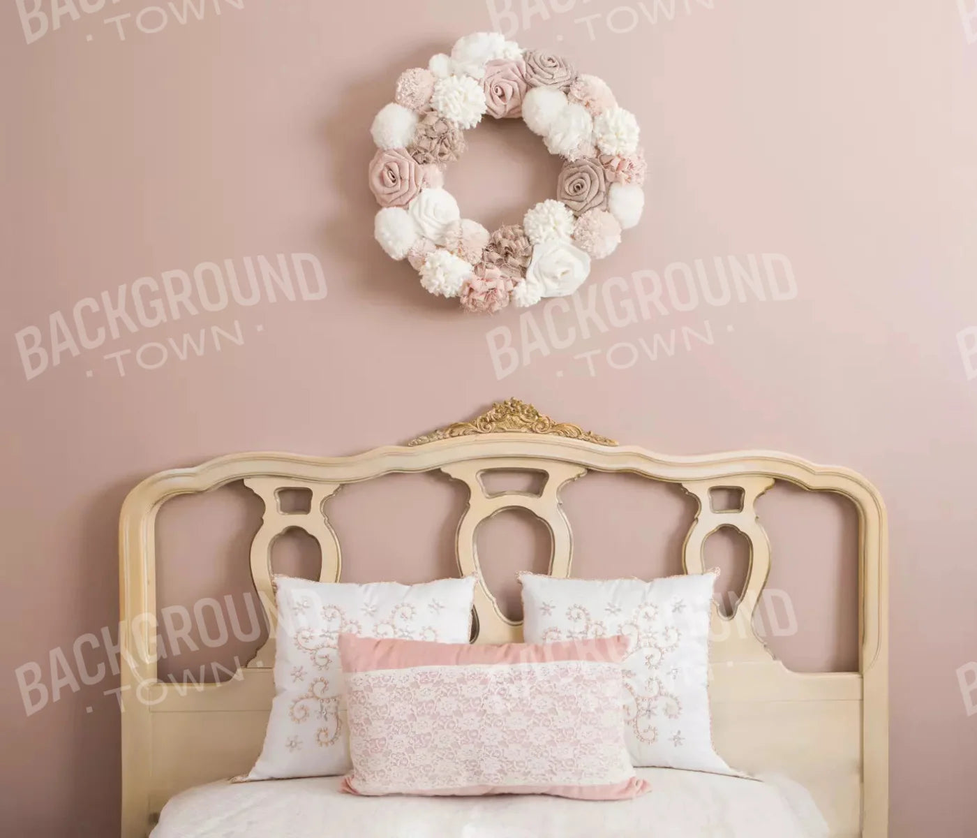 Pink And Gold Bed 12X10 Ultracloth ( 144 X 120 Inch ) Backdrop