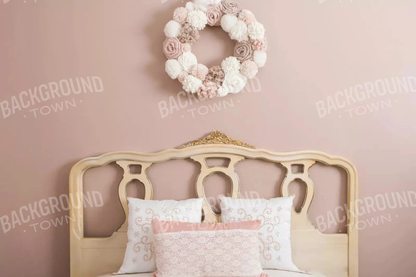 Pink And Gold Bed 8X5 Ultracloth ( 96 X 60 Inch ) Backdrop