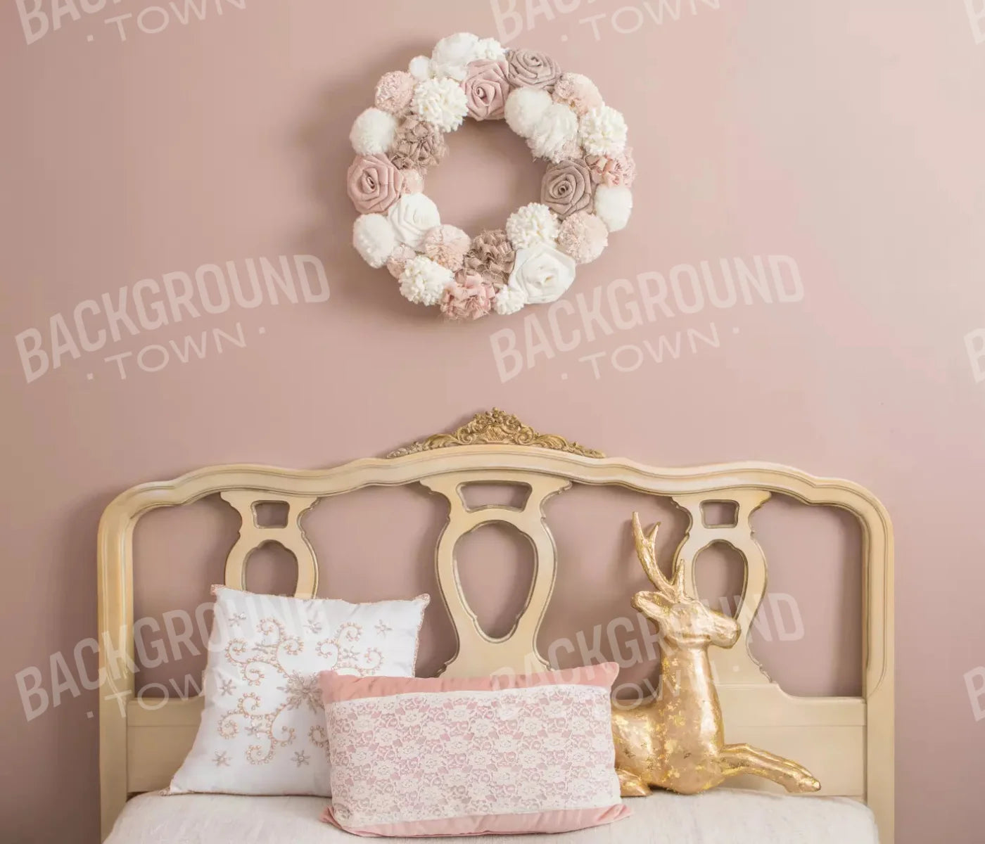 Pink And Gold Deer 12X10 Ultracloth ( 144 X 120 Inch ) Backdrop