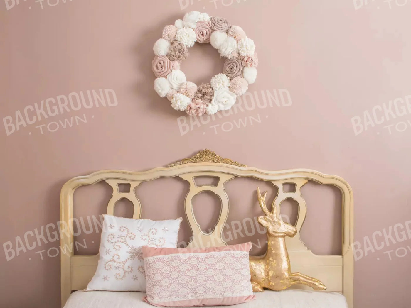 Pink And Gold Deer 68X5 Fleece ( 80 X 60 Inch ) Backdrop