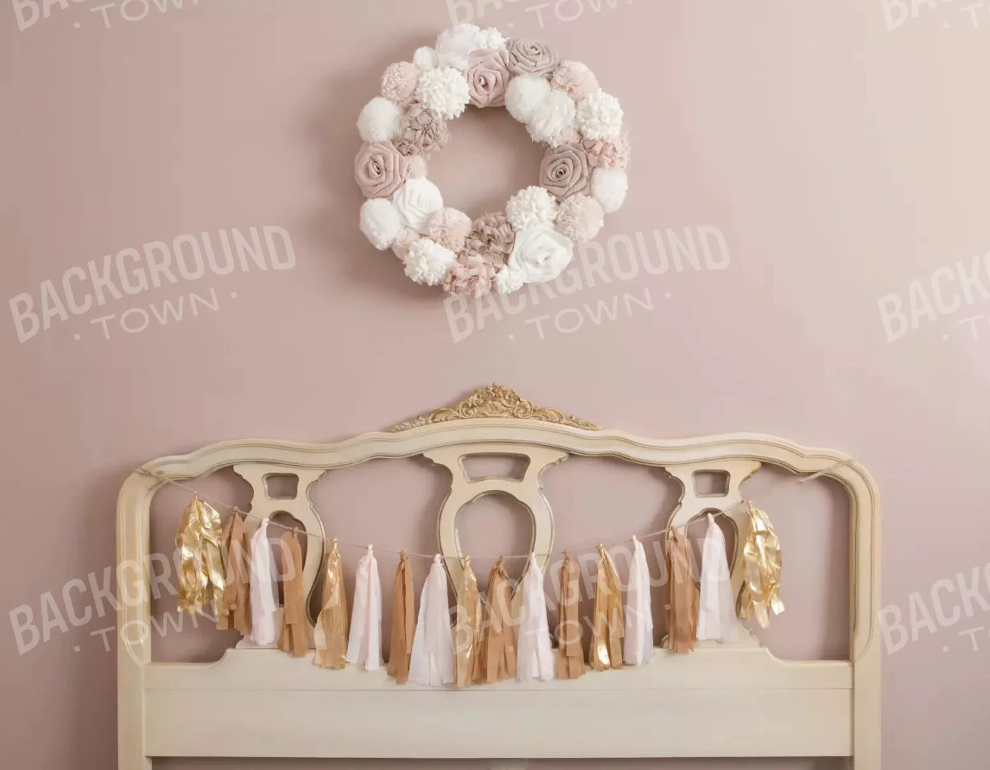 Pink And Gold Sash 8X6 Fleece ( 96 X 72 Inch ) Backdrop