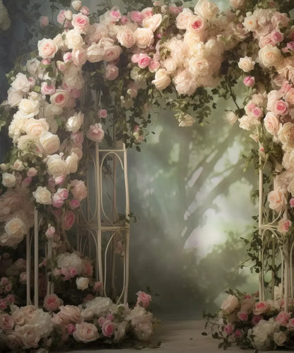 Pink Ivory Rose Arch 10’X12’ Ultracloth (120 X 144 Inch) Backdrop