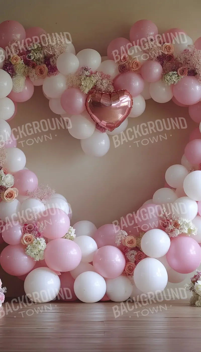 Pink Balloon Heart 8’x14’ UltraCloth (96 x 168 inch) Backdrop