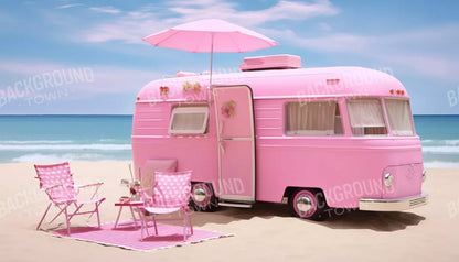 Pink Beach Day Camper 14’X8’ Ultracloth (168 X 96 Inch) Backdrop