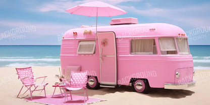 Pink Beach Day Camper 16’X8’ Ultracloth (192 X 96 Inch) Backdrop