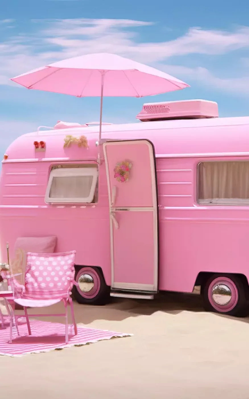 Pink Beach Day Camper Backdrop