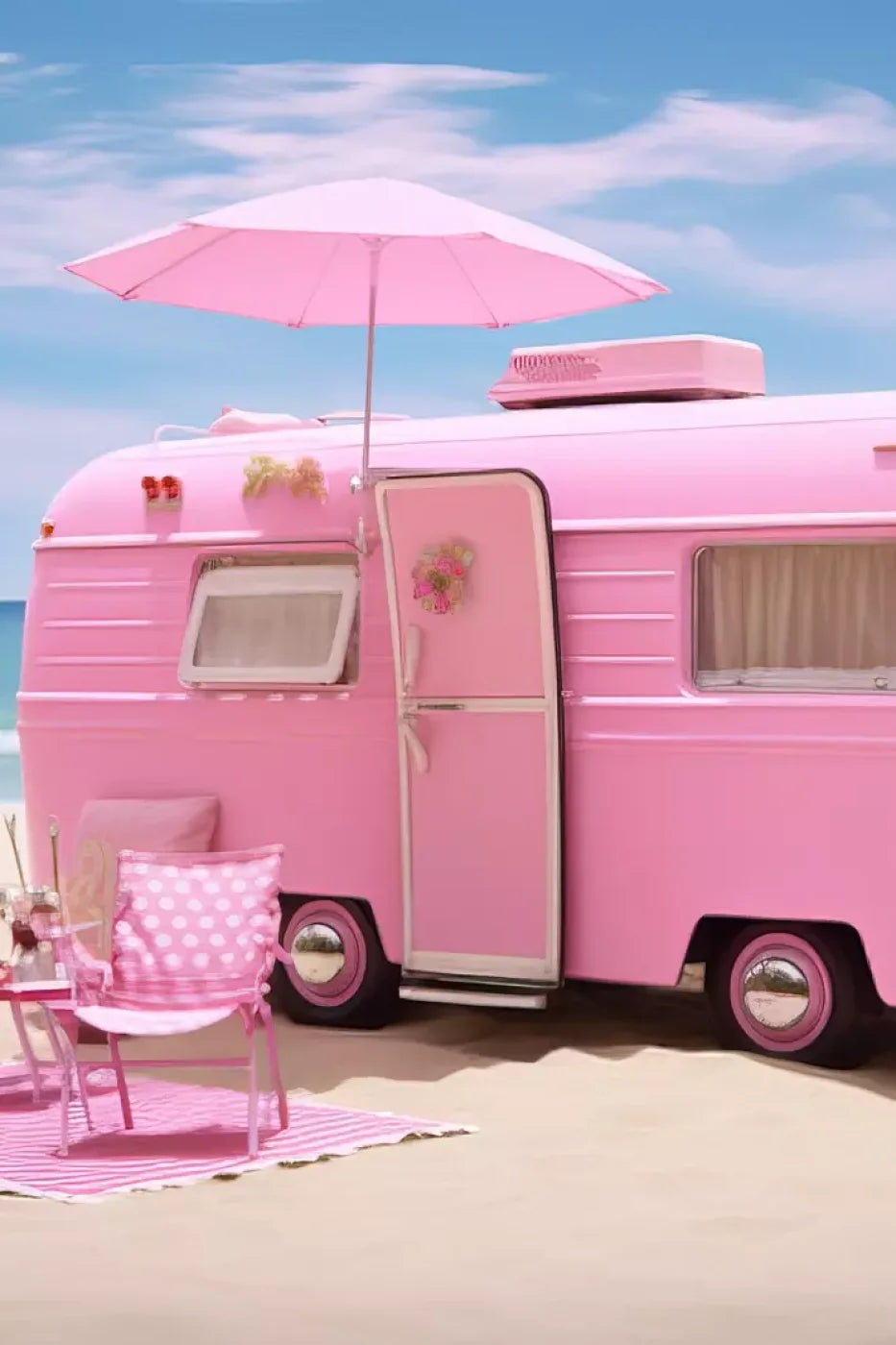 Pink Beach Day Camper Backdrop