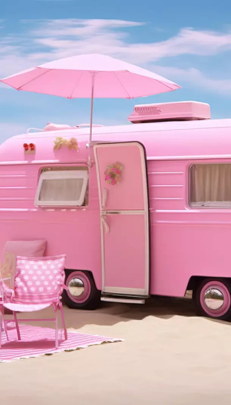 Pink Beach Day Camper Backdrop