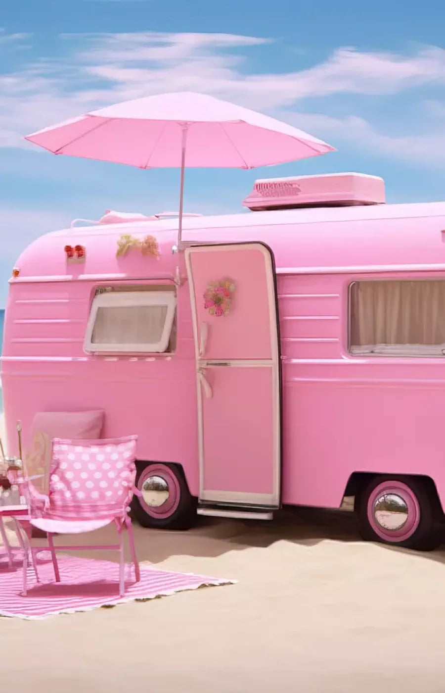 Pink Beach Day Camper Backdrop