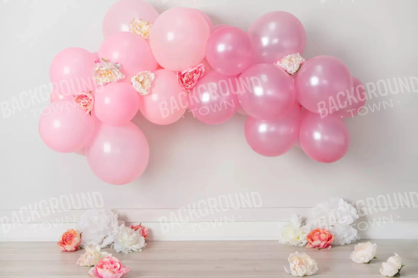 Pink Birthday Balloons 8X5 Ultracloth ( 96 X 60 Inch ) Backdrop