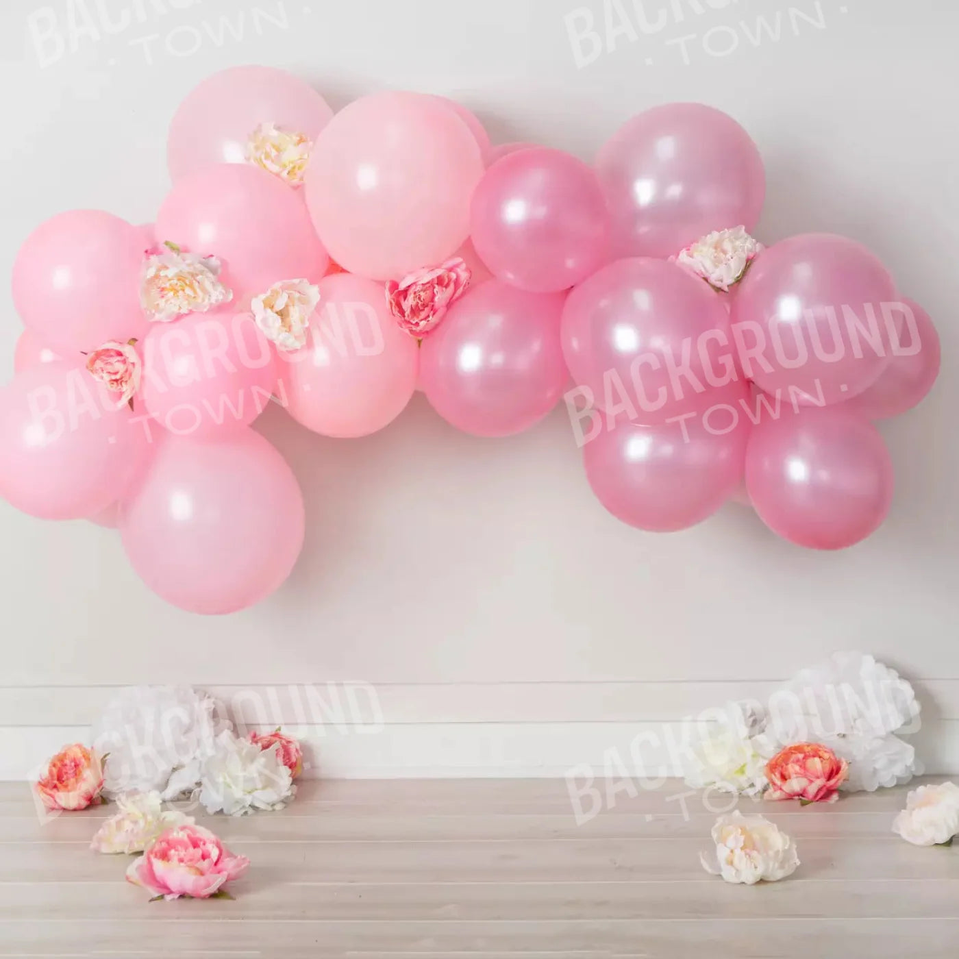 Pink Birthday Balloons 8X8 Fleece ( 96 X Inch ) Backdrop
