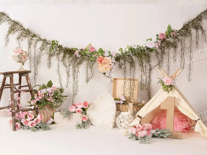 Pink Boho 7X5 Ultracloth ( 84 X 60 Inch ) Backdrop