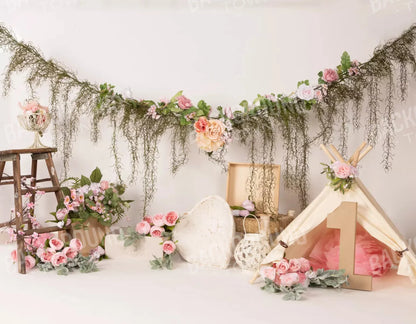 Pink Boho 8X6 Fleece ( 96 X 72 Inch ) Backdrop