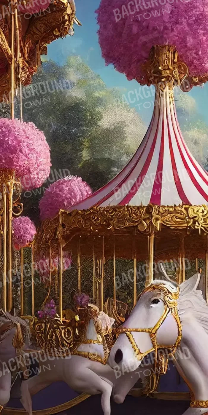 Pink Carousel Land 10’X20’ Ultracloth (120 X 240 Inch) Backdrop