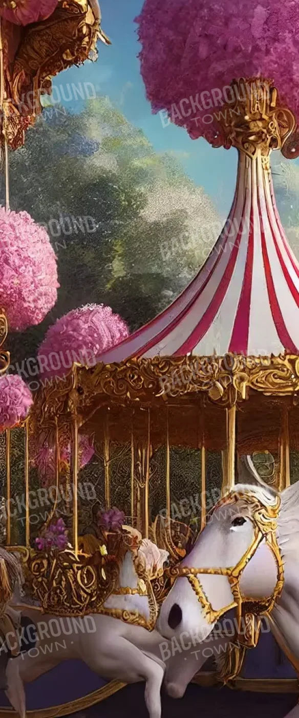 Pink Carousel Land 5’X12’ Ultracloth For Westcott X-Drop (60 X 144 Inch) Backdrop