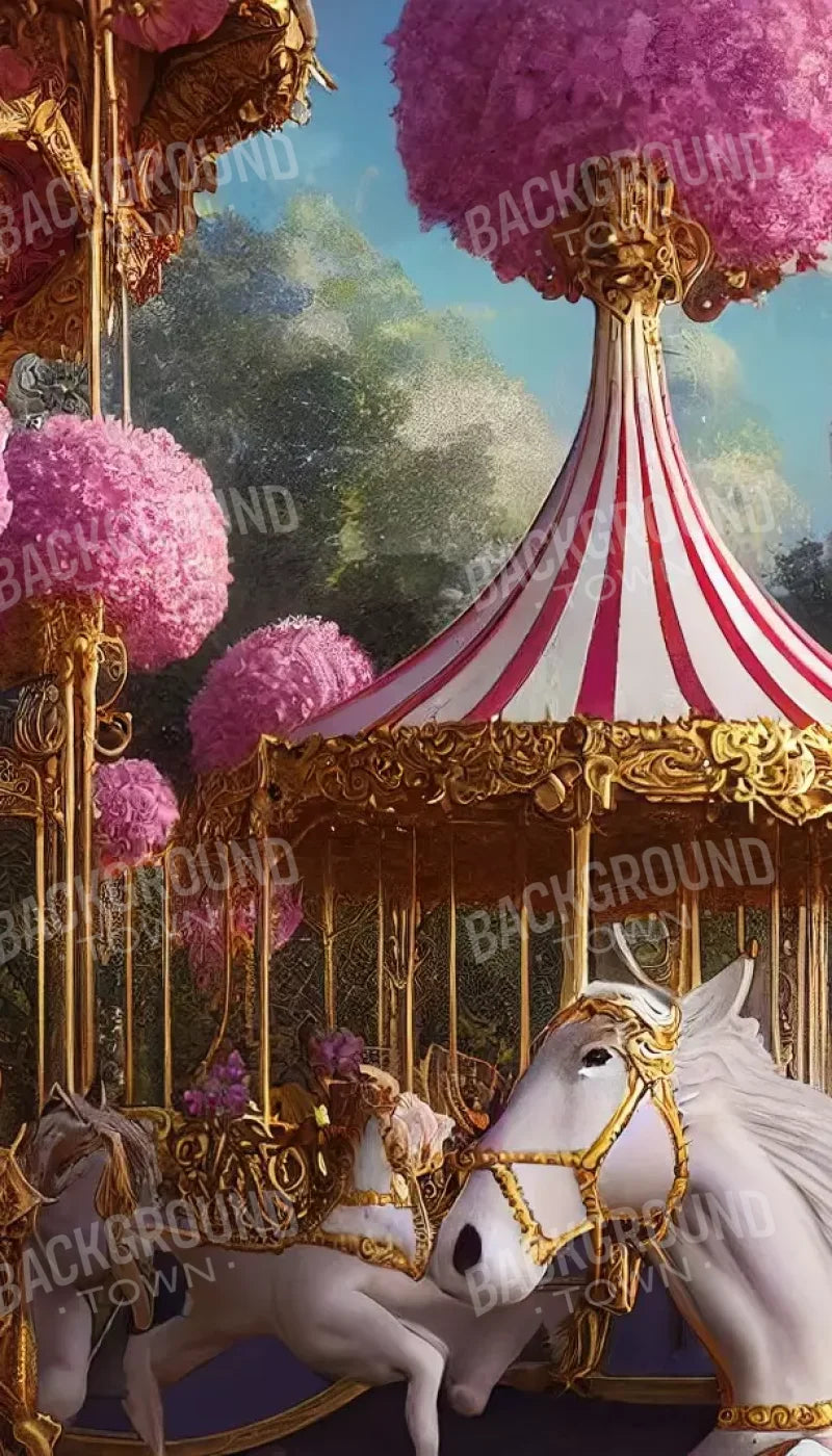 Pink Carousel Land 8’X14’ Ultracloth (96 X 168 Inch) Backdrop