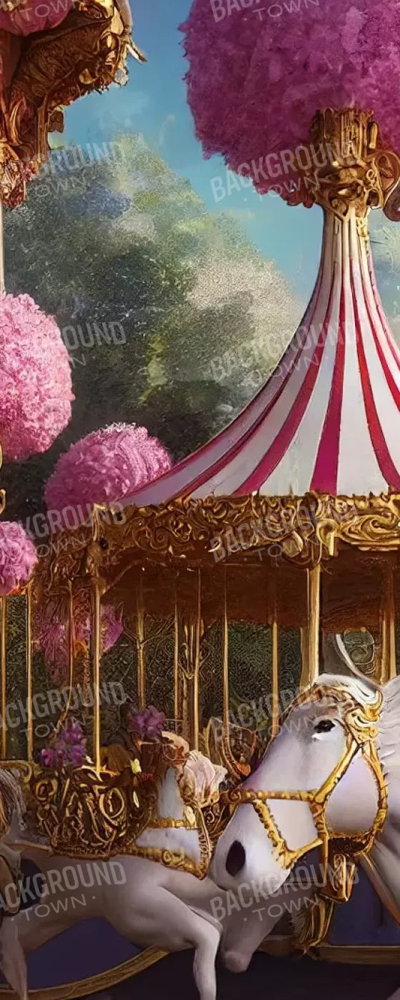 Pink Carousel Land 8’X20’ Ultracloth (96 X 240 Inch) Backdrop